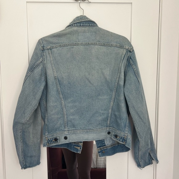 Re/Done Jeans Cropped Distressed Denim Jacket - Picture 4 of 5
